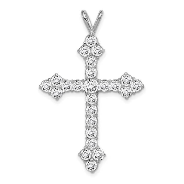 Cross Charm Necklace Cubic Zirconia 18 Length 925 Sterling Silver Rhodium-Plated Faith With CZ Cross Charm Necklace Cubic Zirconia 18 Length 925 Sterling Silver Rhodium-Plated Faith With CZ